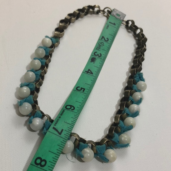 J CREW Circle Link Fabric Metal Bead Necklace - Picture 5 of 7